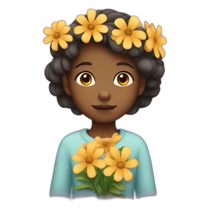 Little  girl with flowers sticker