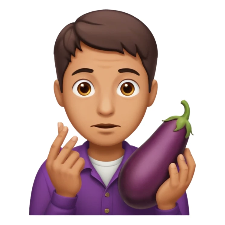 guy rolling his eyes with eggplant in his hand sticker