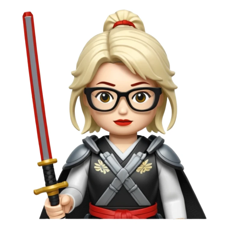 lego Samurai with glasses, Warrior in samurai armor, female, with katana sticker