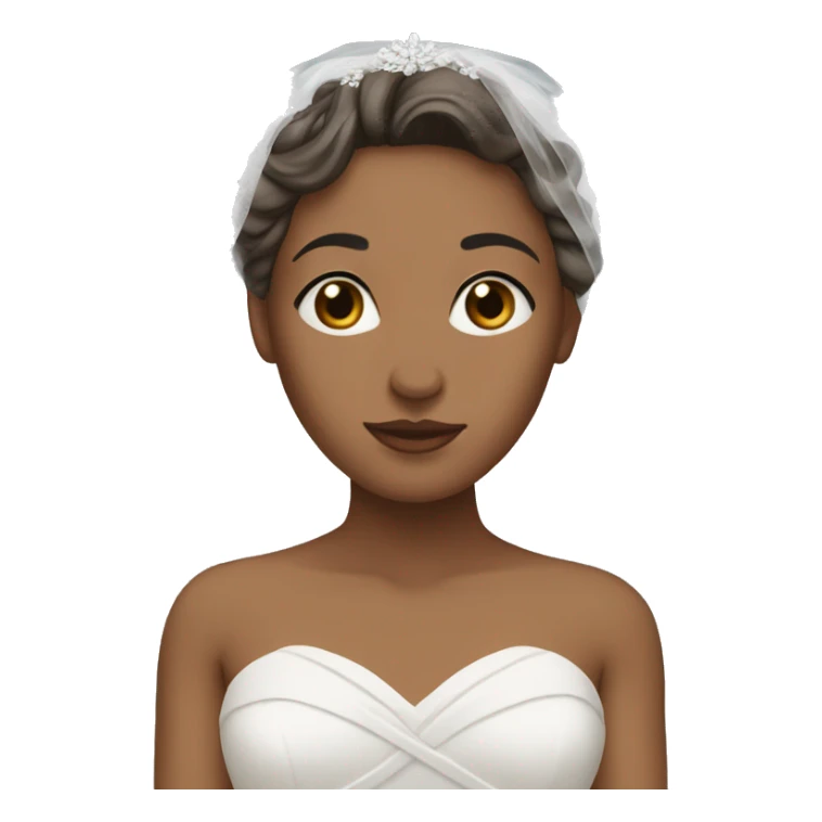 bride with veil with medium skin tone, her shoulders are covered sticker