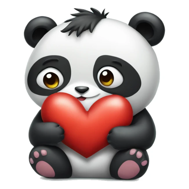 panda hugging a heart written I love you sticker