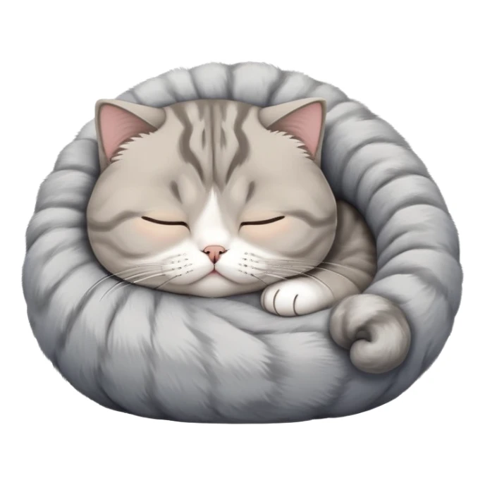 a cute sleeping Scottish fold cat with folded ears curled up in a ball sticker
