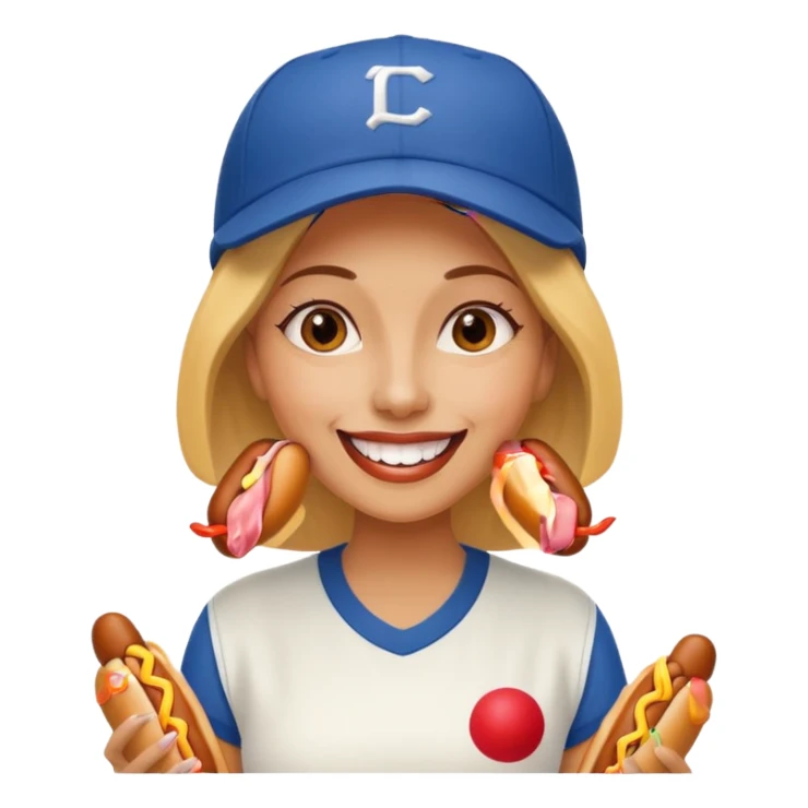 Female eating 3 hotdogs sticker