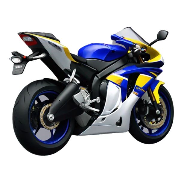 A 2009 Yamaha r1, blue and yellow fairings  sticker