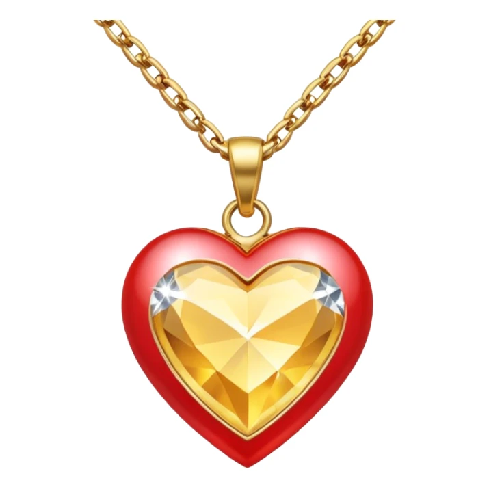 gold chain with a diamond heart pendant sticker