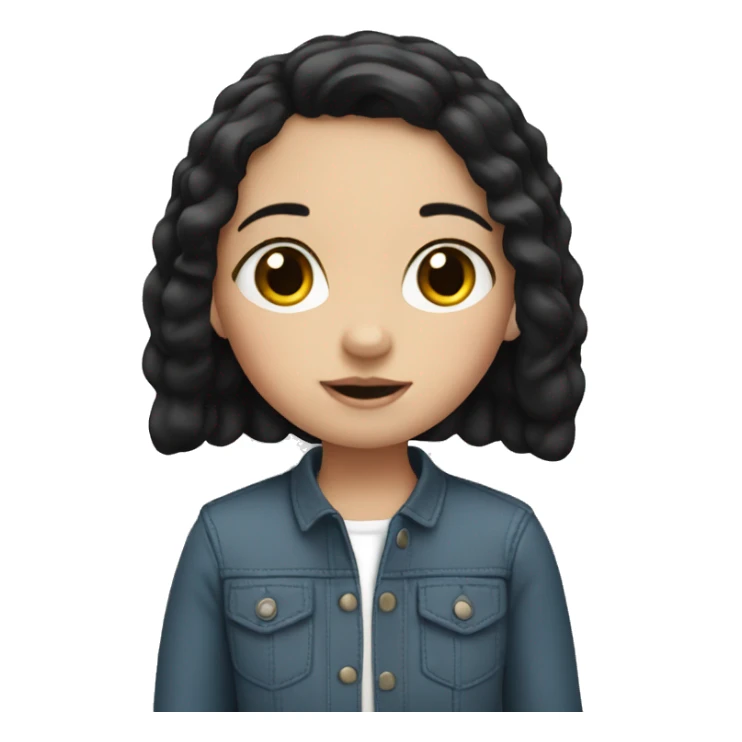 little white girl with black hair sticker