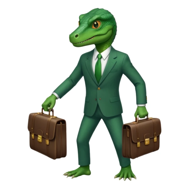 capitalist reptilian in a suit holding a briefcase sticker