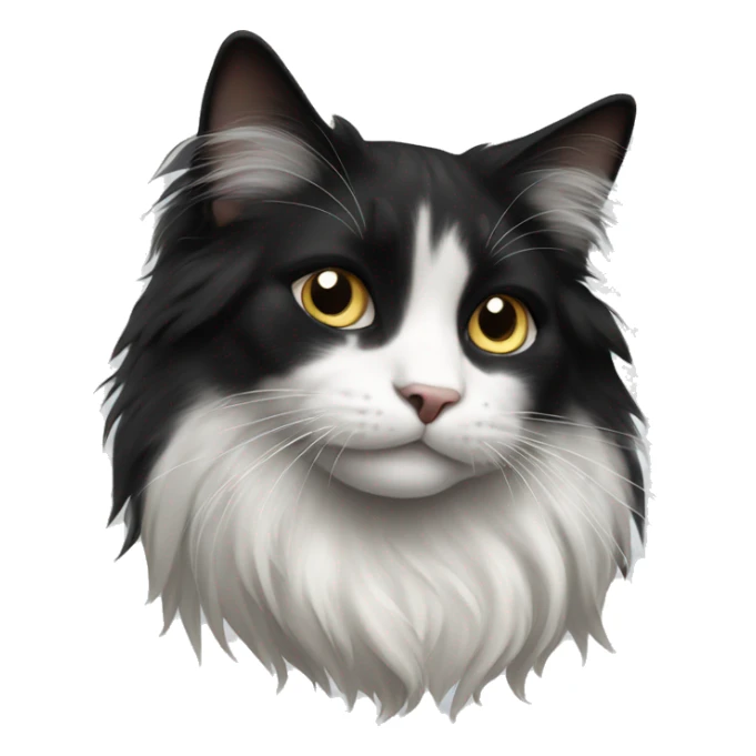 black-and-white cat domestic long-haired sticker