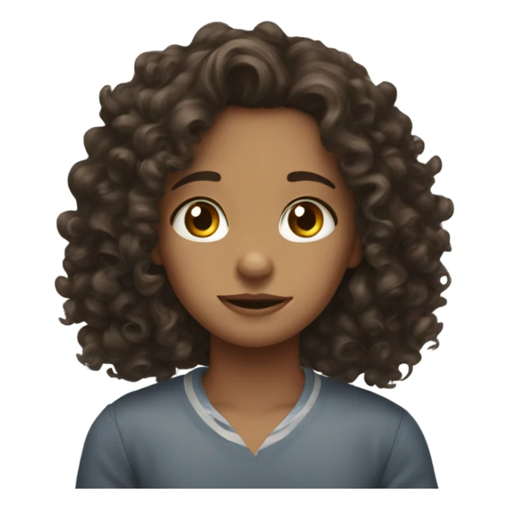 Proud teary eyed curly brunette girl sticker