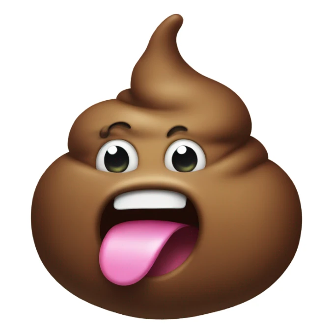 a poop sticking its tongue out sticker