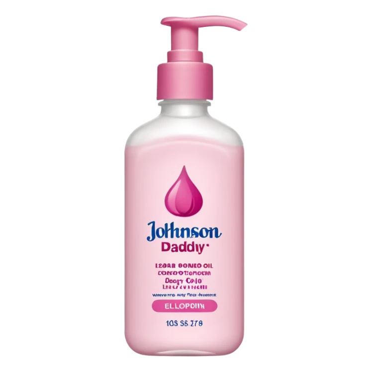 realistic Johnson and Johnson style bottle pink cap pink logo clear bottle with berry party logo with diddy oil and a berry on top bottle sticker