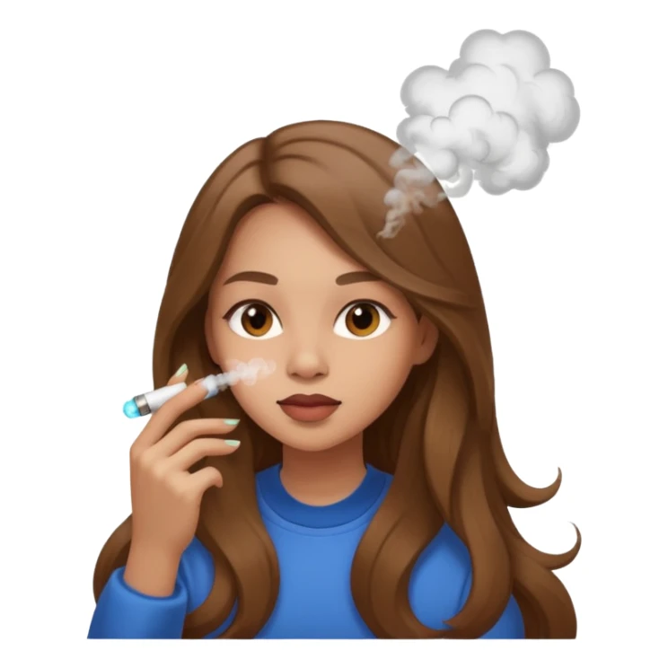 girl with vape long hir and color brwon sticker