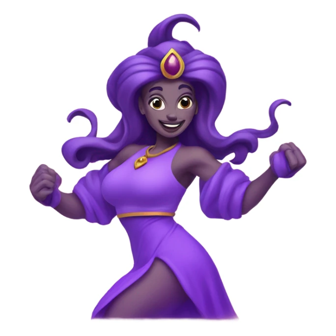 one full exact and one split down the center purple female genies sticker