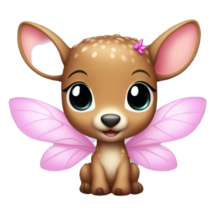 baby deer with fairy wings and a pink bow around its neck  sticker