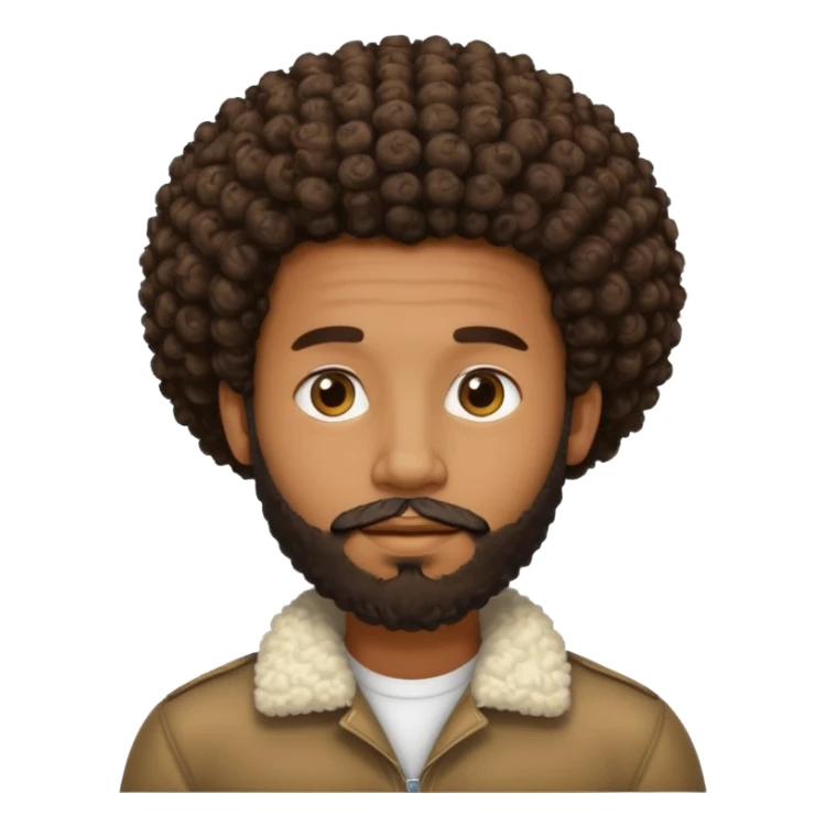 Medium brown skin man with beard and a curly small Afro fade sticker