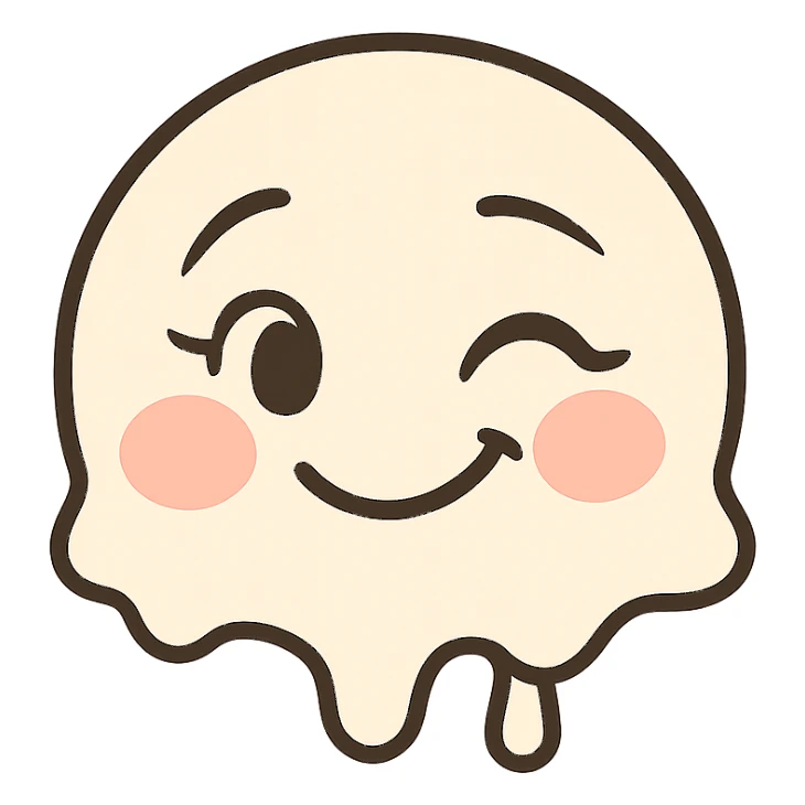 Create an animated version of the emoji with a wink and a smile, keeping the style simple and expressive. The background should be transparent. The original emoji style is simple and expressive, please maintain that look in the animation. sticker