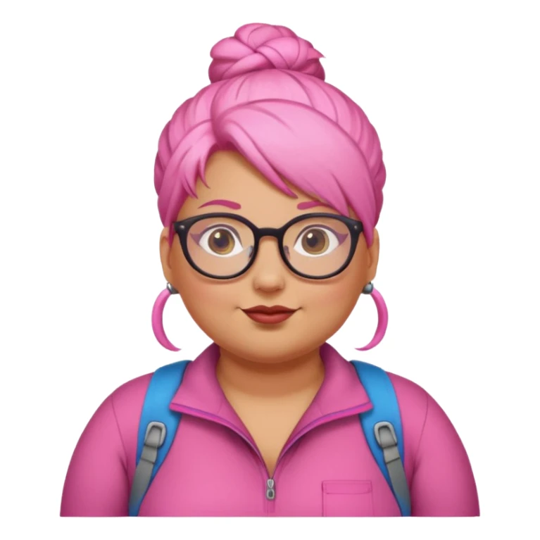 climber fat woman with pink bun hair and glassess sticker