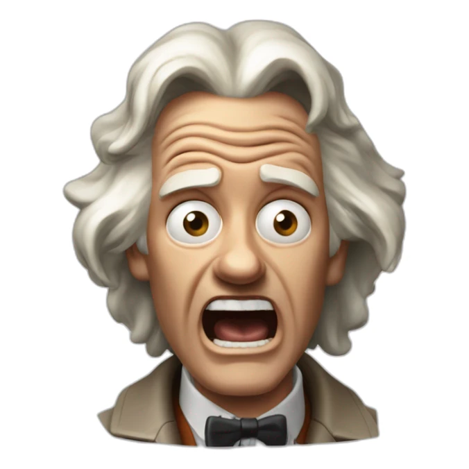 1955 Doc Brown from back to the future looking shocked and his mouth wide open. No eye-ware. sticker