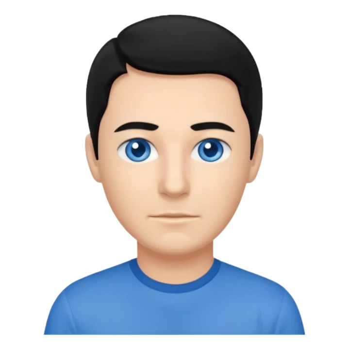 Anthony Field black hair, blue eyes, blue shirt sticker