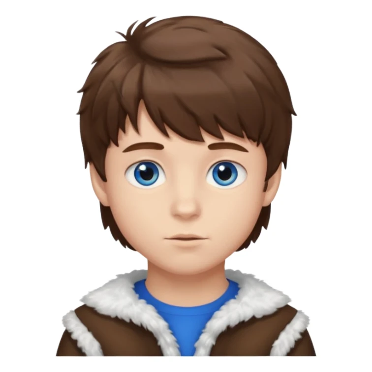 Brown hair with fluffy bangs and blue eyes boy sticker