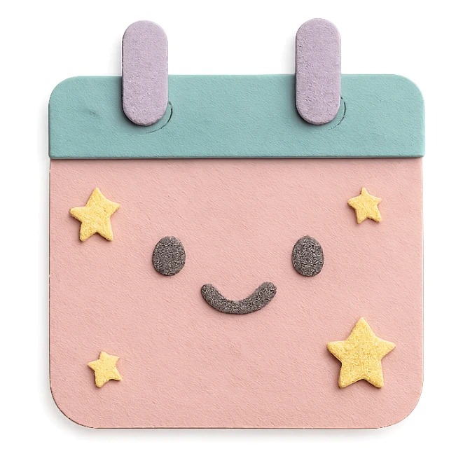 soft pastel cute appointment box with tiny star details with a smiling face accent sticker