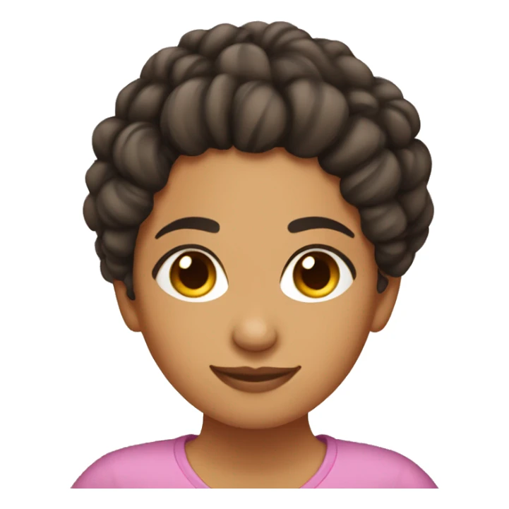 Hispanic girl comfortable with a messy curly bun hairstyle  sticker