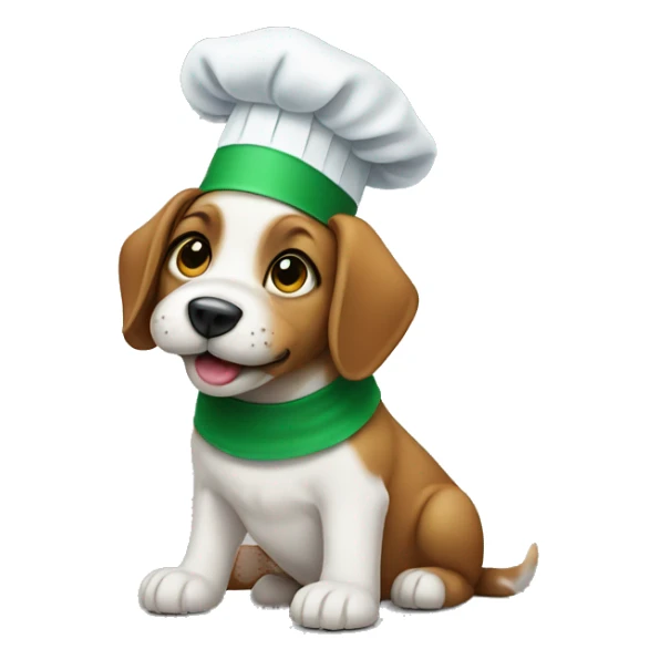 puppy with a green chef hat sticker