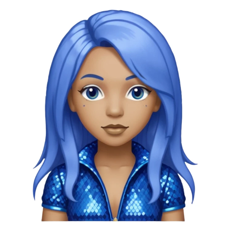 Spice, Dancehall Singer with long periwinkle hair, blue sequin outfit sticker