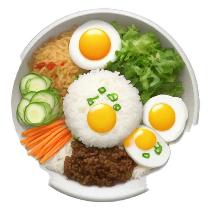 traditional korean pibimpab with rice, salads and egg in the ed sticker
