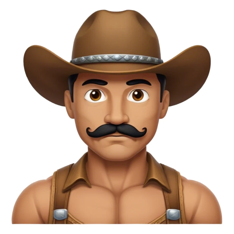 Muscular cowboy with black mustache sticker