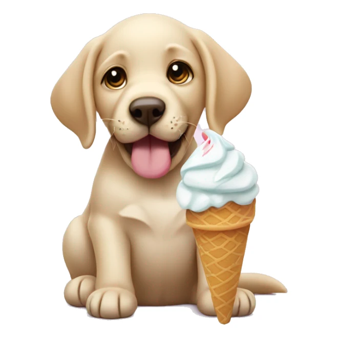 Labrador puppy eating ice cream sticker