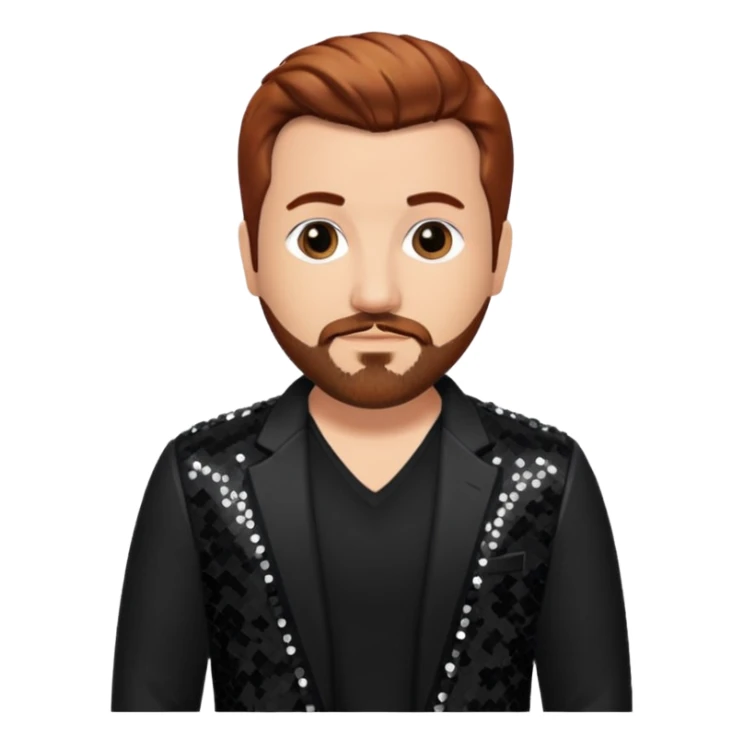 Joey Fatone from 'N Sync with auburn hair, black sequin outfit, light skin sticker