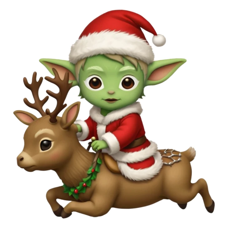 baby yoda riding eindeer christmas sticker