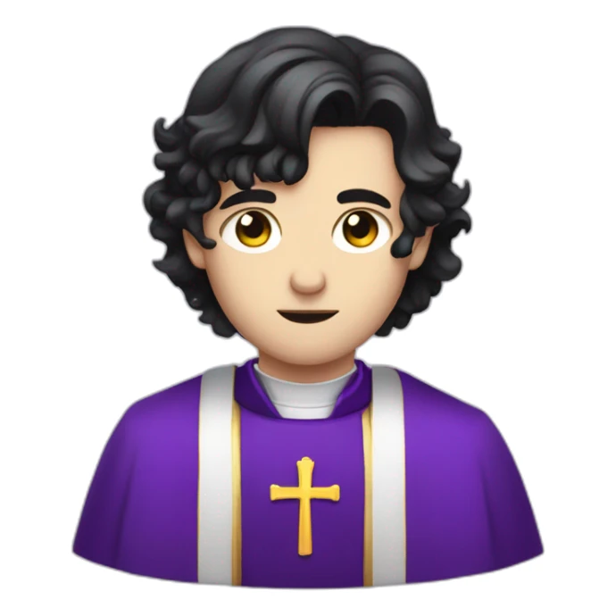pale handsome sad evil priest with short wavy black hair and violet eyes sticker