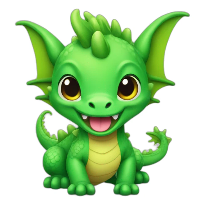Cute green little dragon, showing his tongue sticker