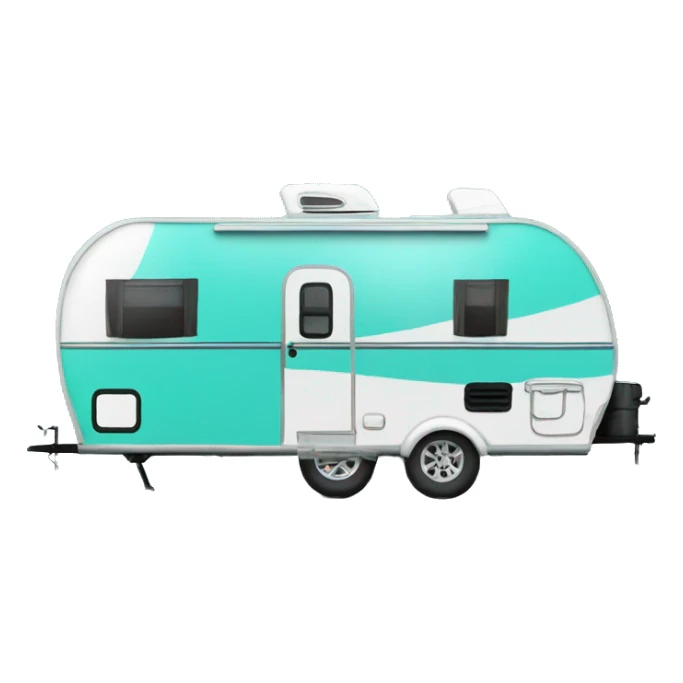 Realistic portable turquoise travel trailer isolated.  sticker
