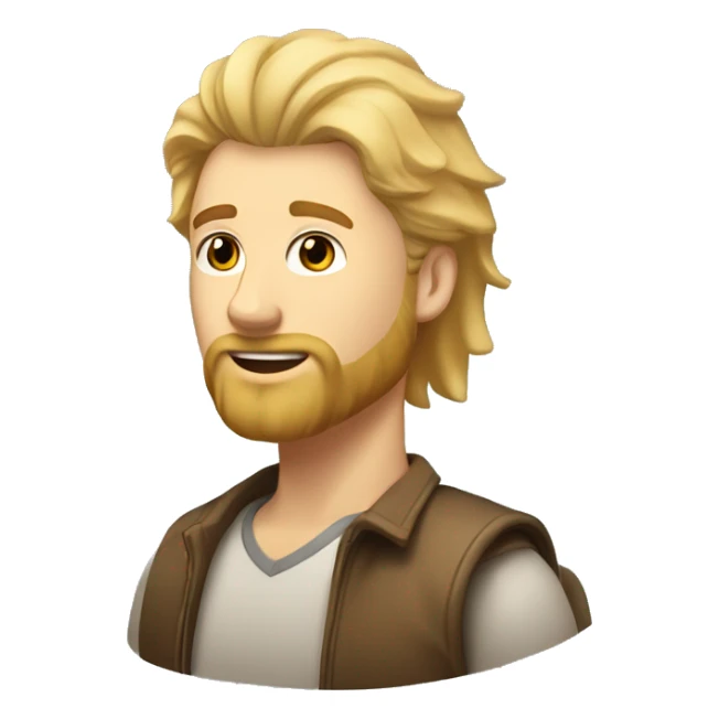 blond man with beard and mullet hair with sweet light brown doodle next to him sticker