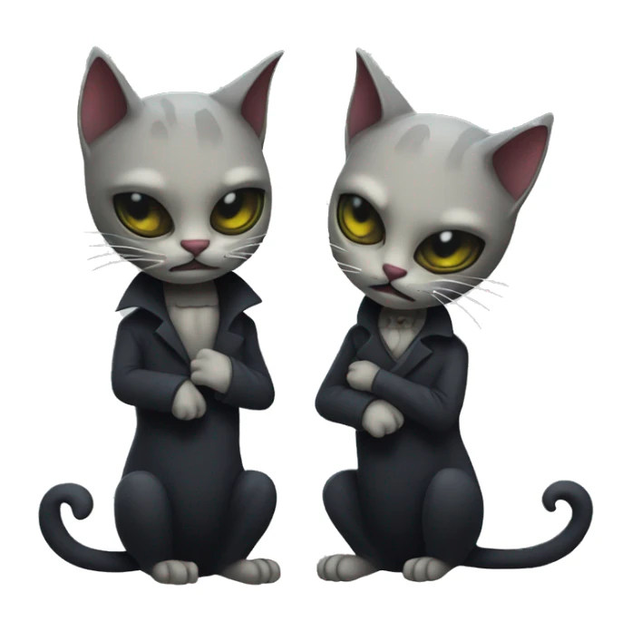 two undead cats in love coming out of graves sticker