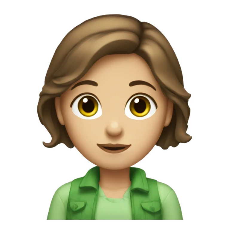 A girl with short brown hair and green eyes sticker