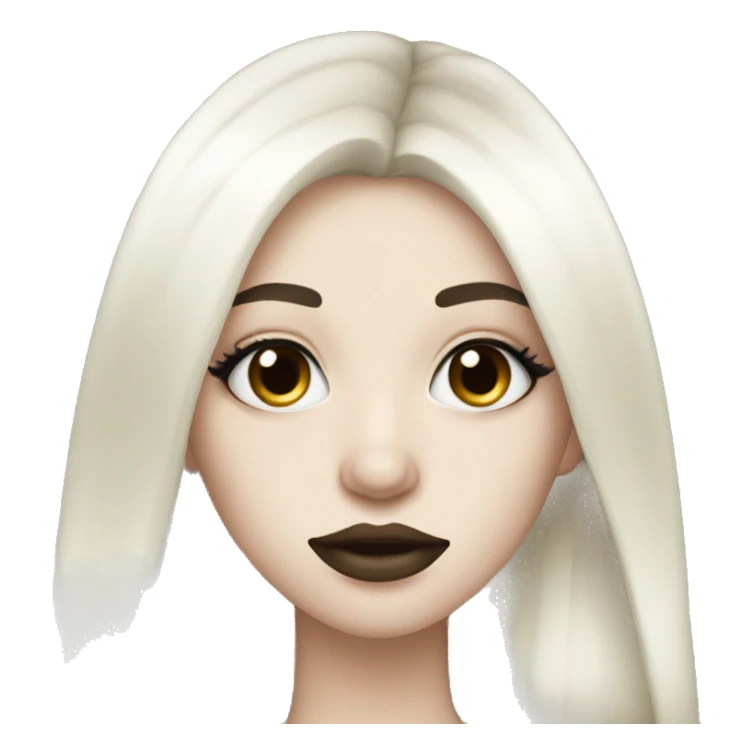 Pale girl with long black hair and big makeup lips sticker