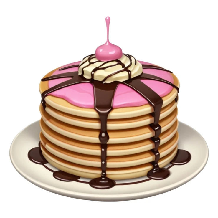 Pancake with pink cream and chocolate  sticker