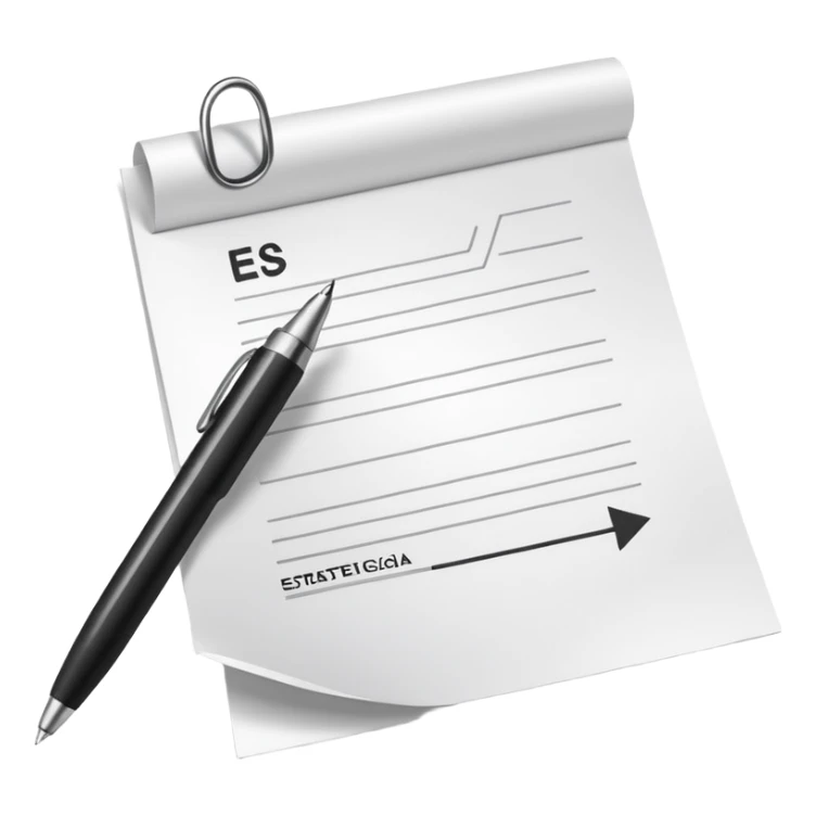 paper with a pen that says Estrategia Fiscal sticker