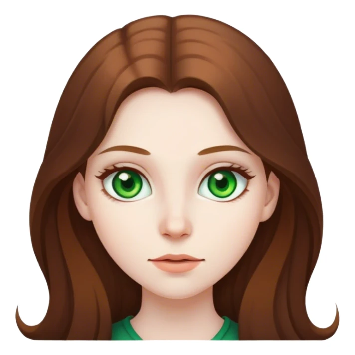 girl pale skin long brown hair green eyes sticker