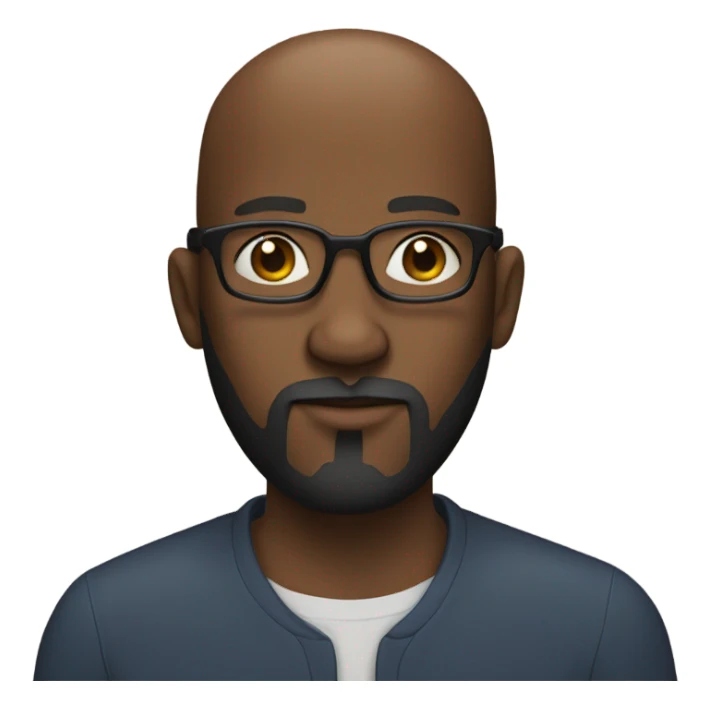 black man with a bald head, glasses, a beard, and a goatee hands over his face. sticker