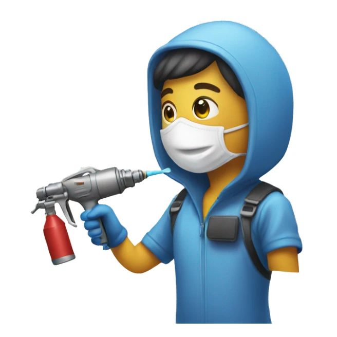 Person using spray gun painting an airplane  sticker