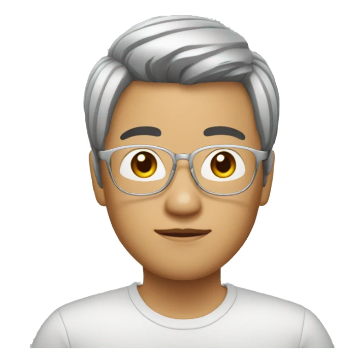 asian person medium shot hair wearing silver glasses sticker