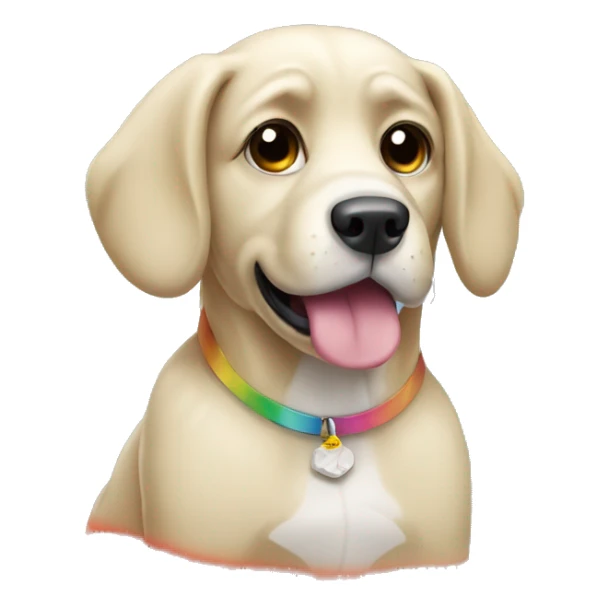 dog with a rainbow and sad f sticker