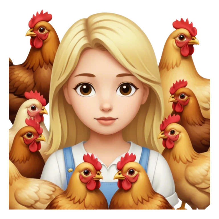 Blonde hair girl with chickens sticker