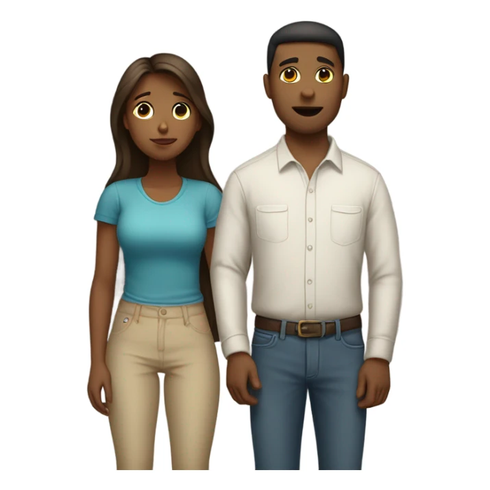 girl bowing and man behind ger sticker