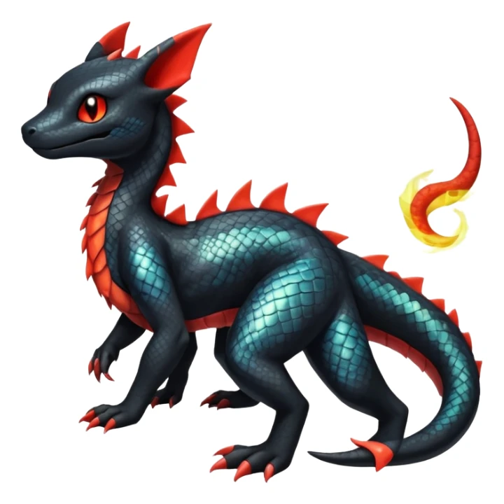 Shiny Salandit-Umbreon-Charmeleon-Fakémon-hybrid-creature (full body)  sticker